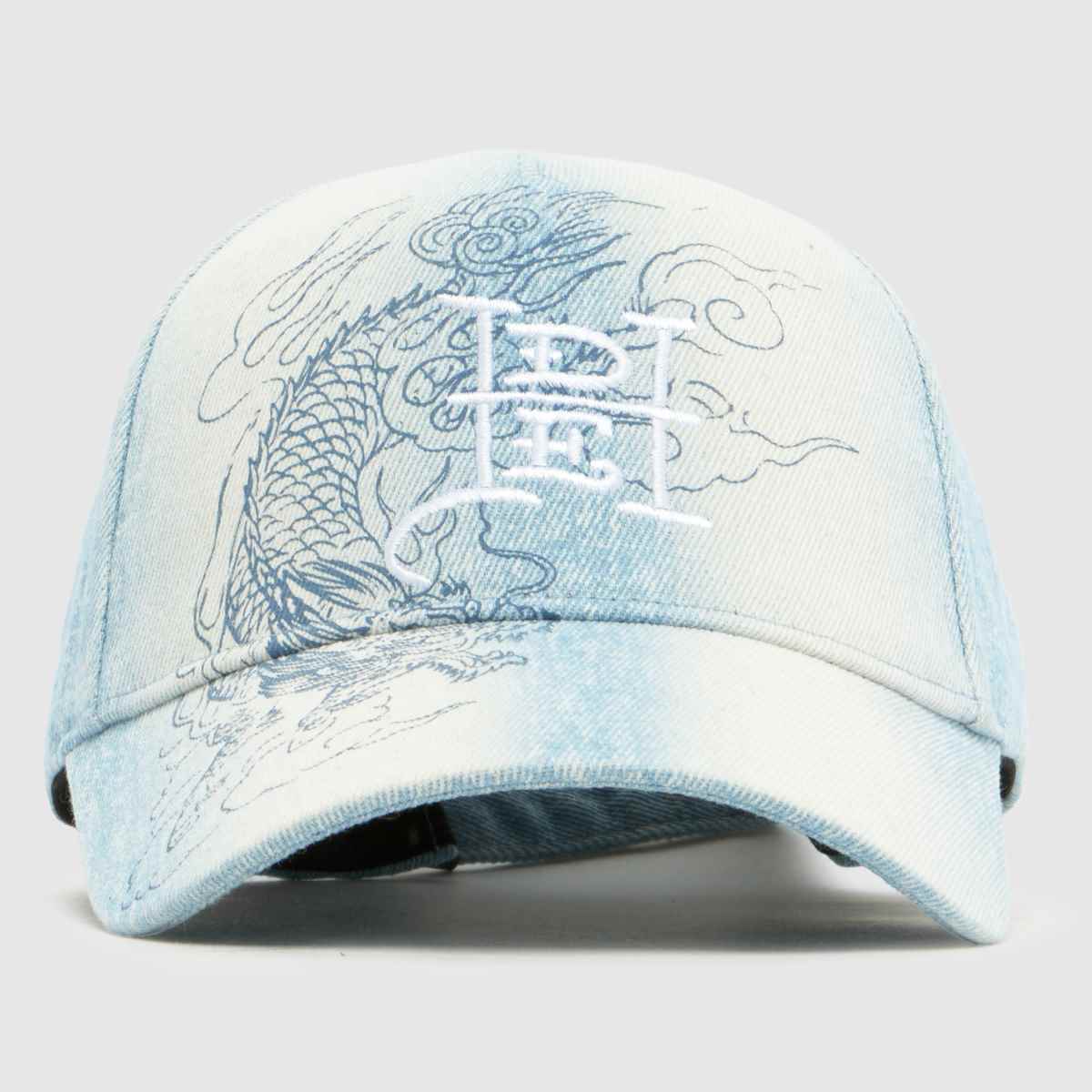 ED HARDY Denim Cap in Light Blue & White, Cotton