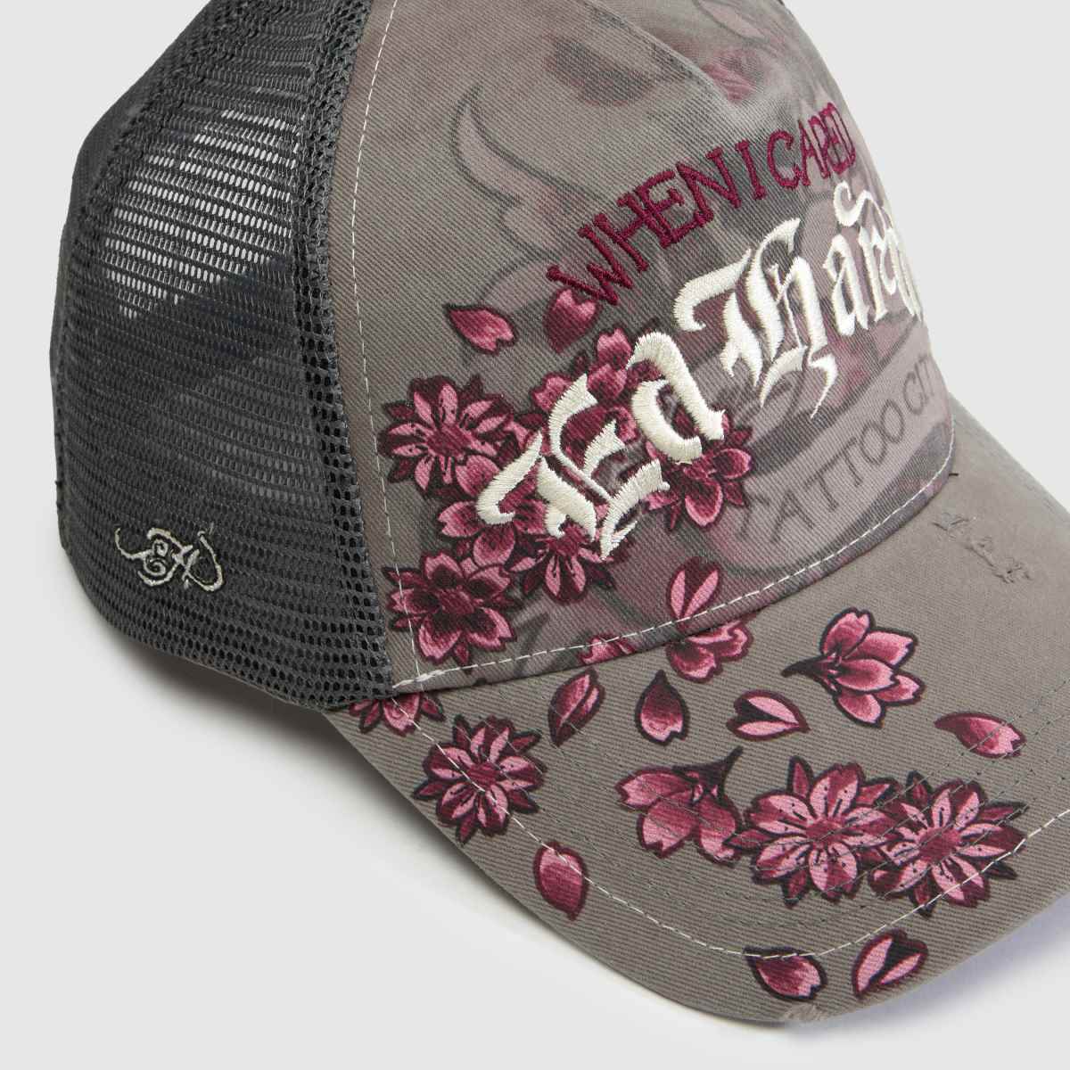 ED HARDY Floral Tattoo Panel Cap in Grey Multi ED HARDY Floral Tattoo Panel Cap 7