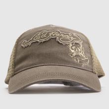 ED HARDY Applique Trucker Cap in Brown ED HARDY Applique Trucker Cap,1 of 4
