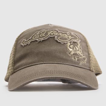 ED HARDY Brown Applique Trucker Cap Caps and Hats