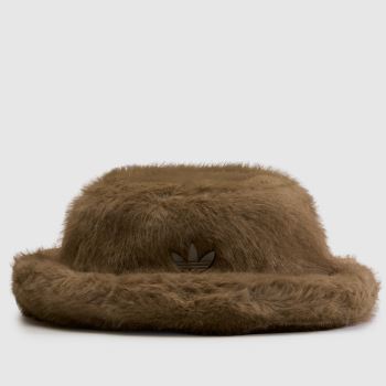 adidas Beige Faux Fur Bucket Hat Caps and Hats