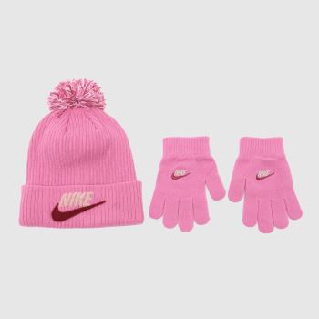 Nike Pale Pink Kids Chenille Beanie Set Kids Hats