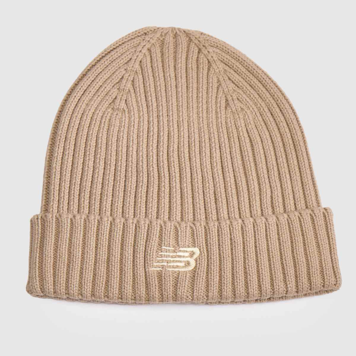 New Balance Small Logo Beanie in Stone New Balance Small Logo Beanie