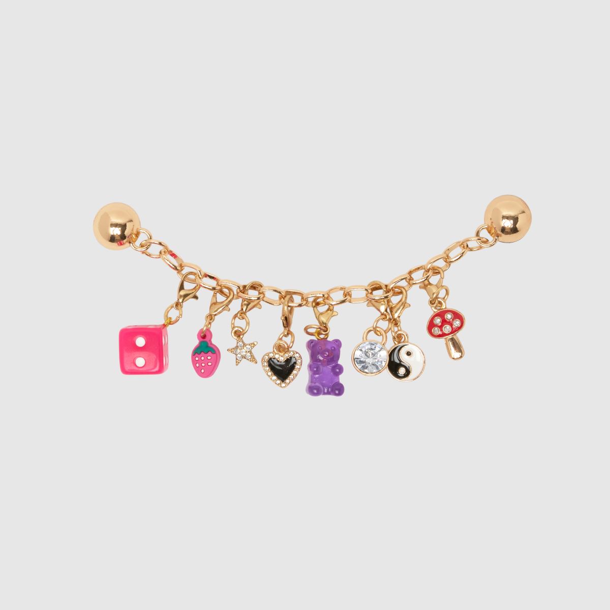 Image of Crocs Jibbitz Custom Shoe Charms 5 Pack in Gold & Pink, Printed