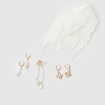 Crocs White Jibbitz Pearl & Bow Charm Kit Shoe Accessories