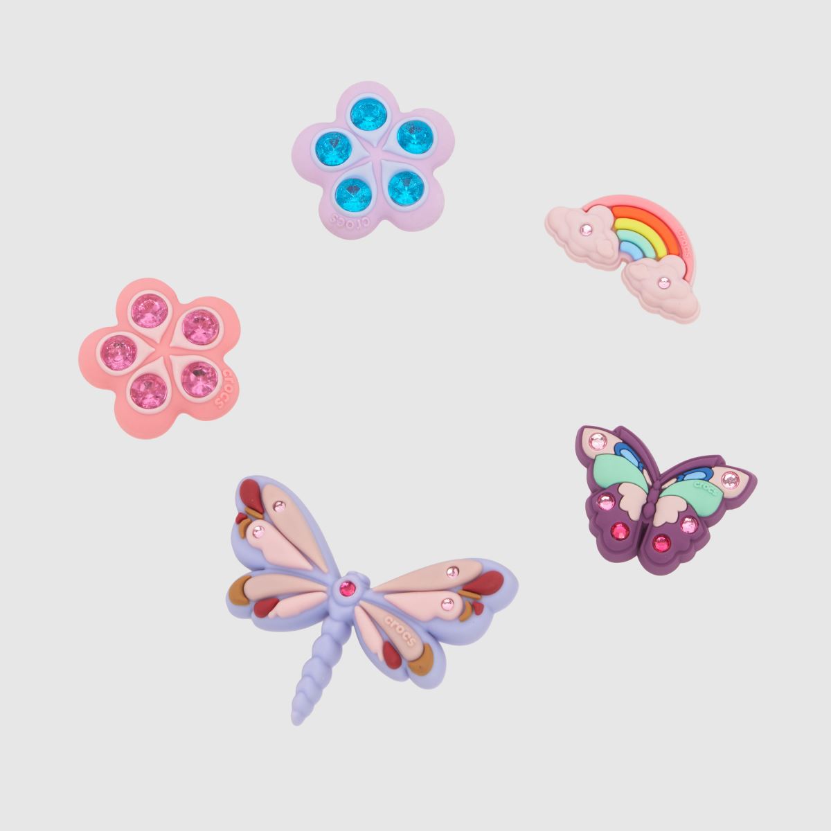 Image of Crocs Jibbitz Magical Garden Bug 5 Pack in Purple & Pink, Printed