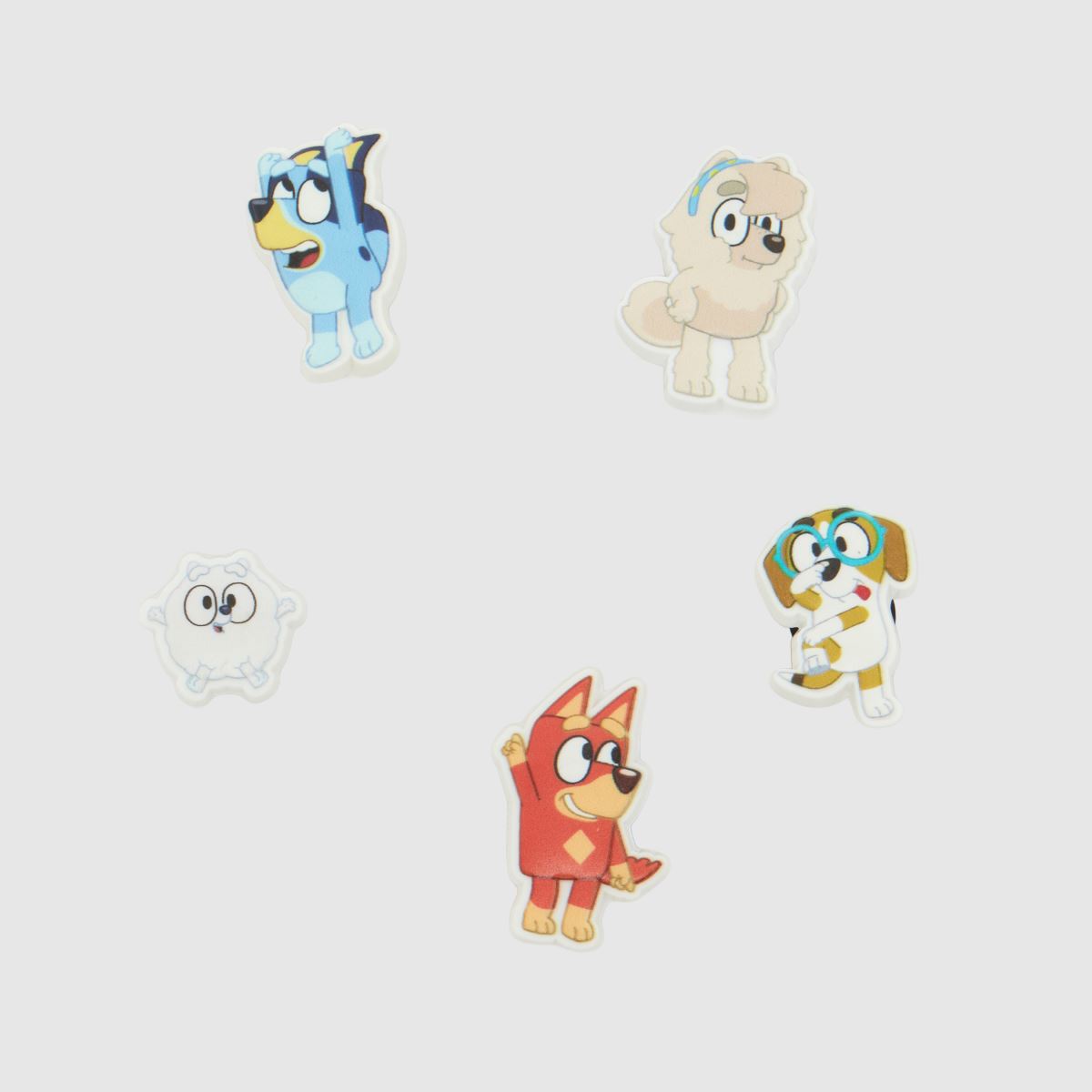 Image of Crocs Jibbitz Bluey Shoe Charms 5 Pack in Blue & Brown, Printed