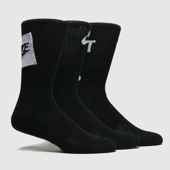 accessories Nike black & white kids everyday crew sock 3 accessories Nike black & white kids everyday crew sock 3