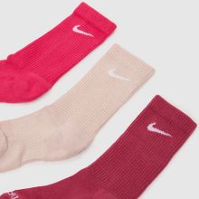 Nike Kids Everyday Crew Socks 3PK in Pink Multi Nike Kids Everyday Crew Socks 3PK,3 of 4
