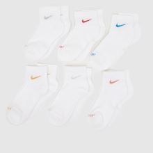 Nike Kids Everyday Ankle Socks 6 PK in White Multi Nike Kids Everyday Ankle Socks 6 PK,1 of 4