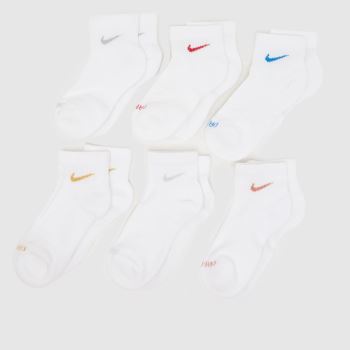 Nike White Multi Kids Everyday Ankle Socks 6 PK Socks