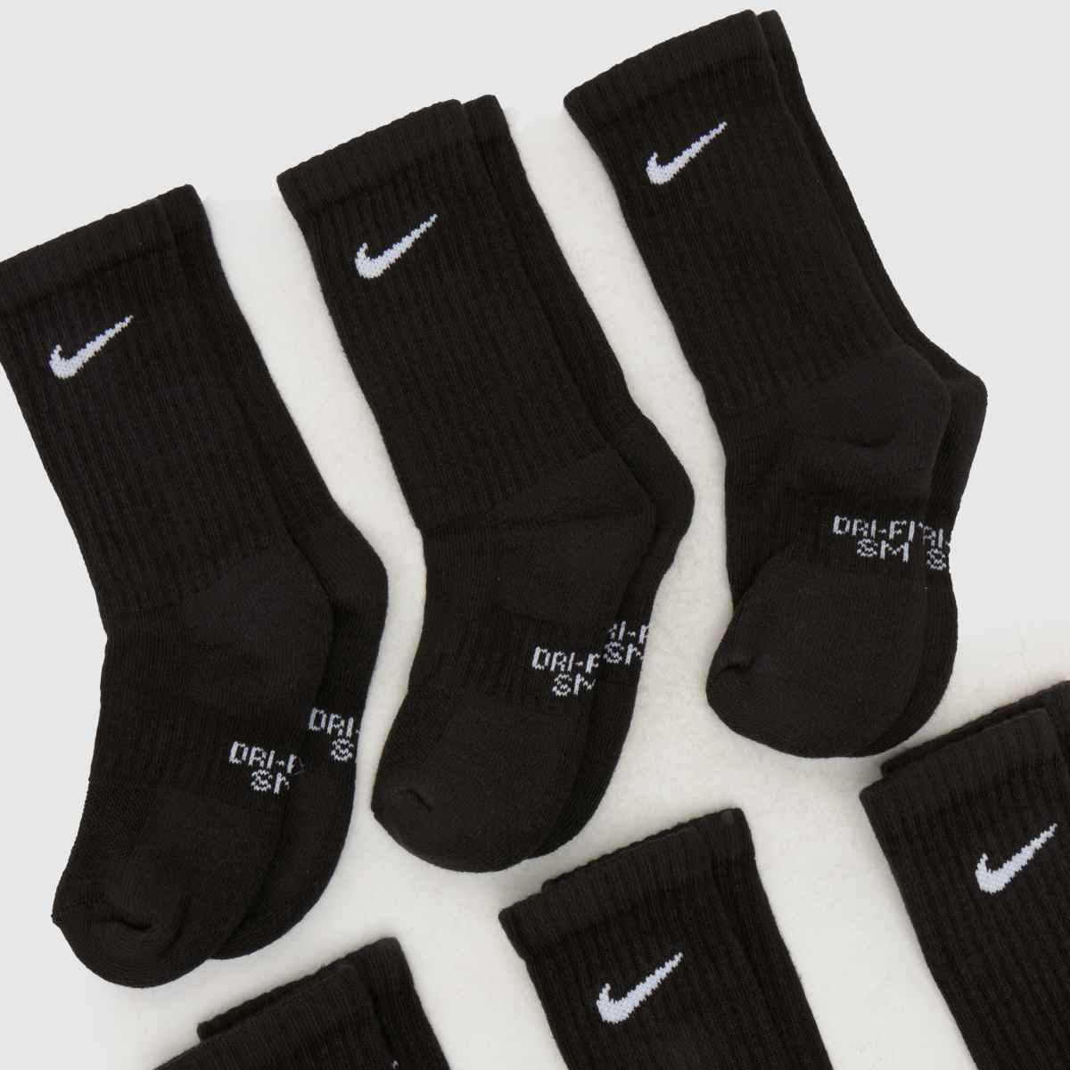 Nike Kids Crew Socks 6 Pack in Black & White Nike Kids Crew Socks 6 Pack 1