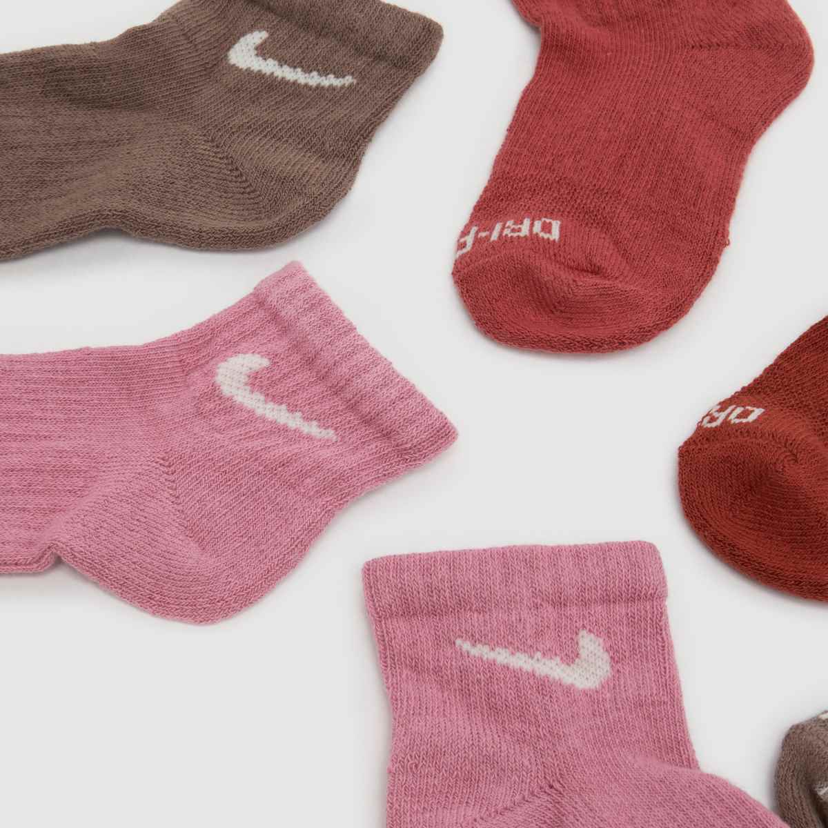 Nike Kids Ankle Socks 6 Pack in Pink Multi Nike Kids Ankle Socks 6 Pack 7