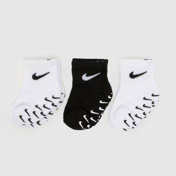 Nike White & Black Infant Grip Swoosh Socks 3PK Socks
