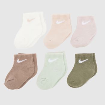 Nike Beige Multi Kids Infant Ankle Socks 6 Pack Socks