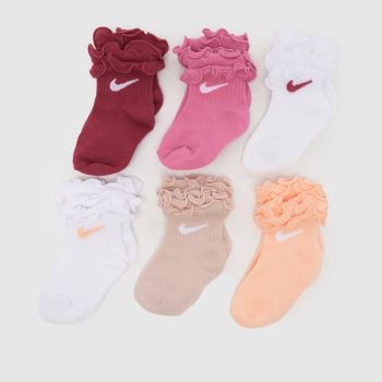 Nike Pink Multi Infant Ruffle Socks 6 PK Socks
