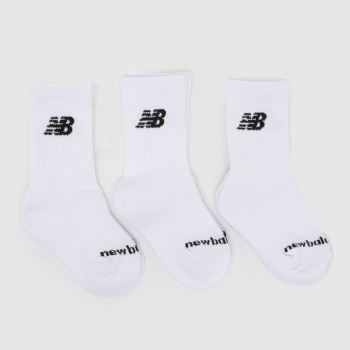 New Balance White Multi Kids Crew Socks 3 Pack Socks