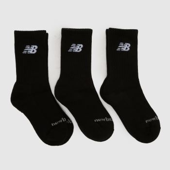 New Balance Black Kids Crew Socks 3 Pack Socks