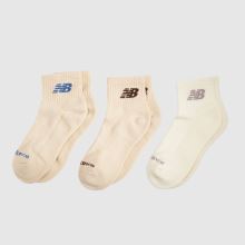 New Balance Kids Ankle Socks 3 Pack in Beige Multi New Balance Kids Ankle Socks 3 Pack,1 of 4