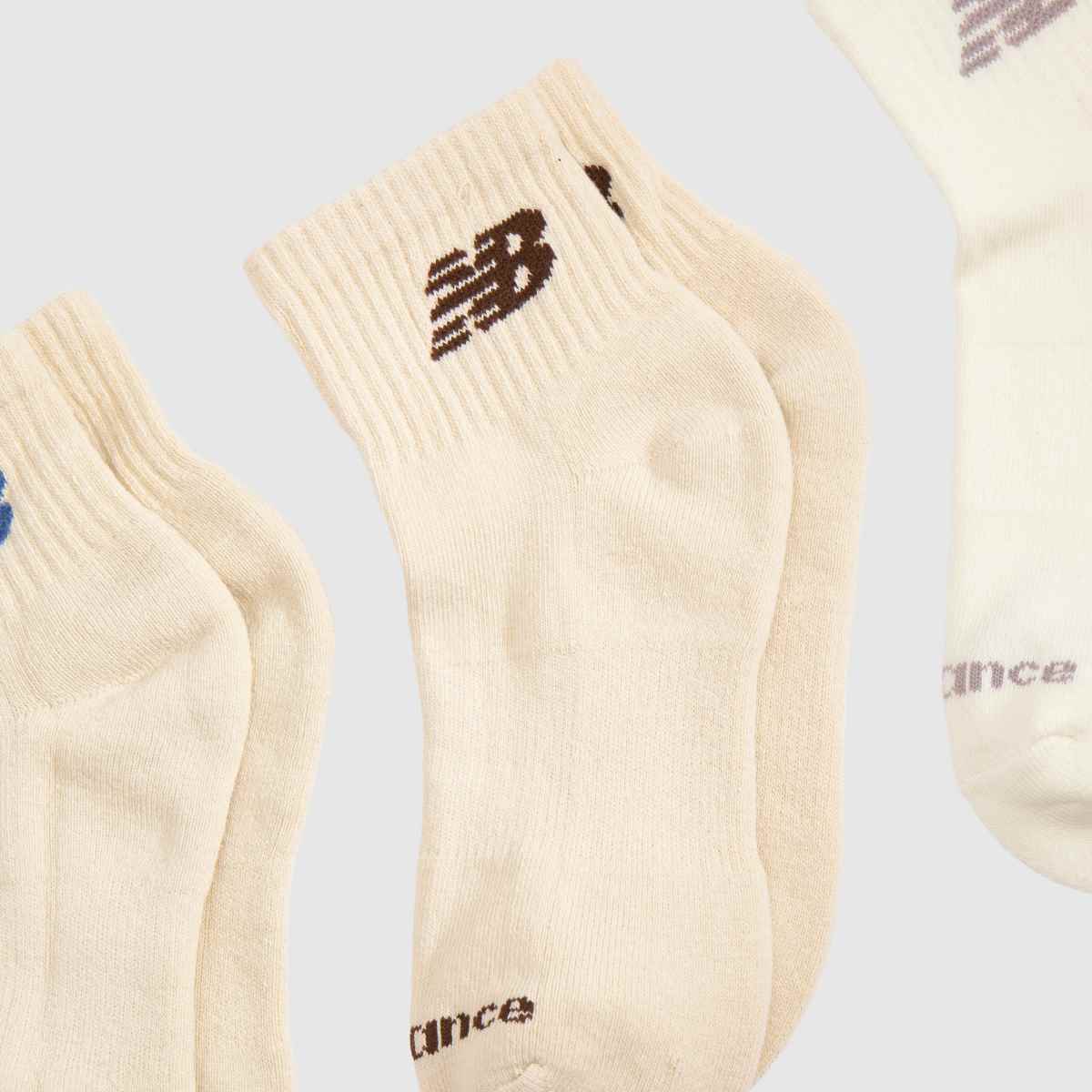 New Balance Kids Ankle Socks 3 Pack in Beige Multi New Balance Kids Ankle Socks 3 Pack 1