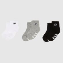 New Balance Kids Grippers Ankle Socks 3 Pk in White Multi New Balance Kids Grippers Ankle Socks 3 Pk,1 of 4