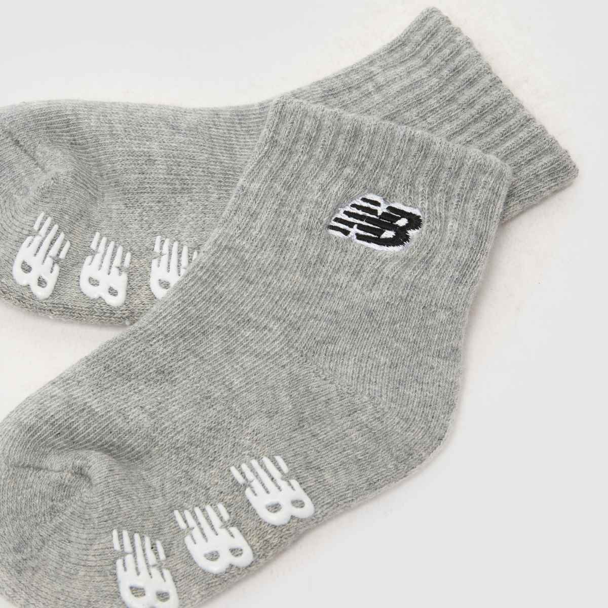 New Balance Kids Grippers Ankle Socks 3 Pk in White Multi New Balance Kids Grippers Ankle Socks 3 Pk 4