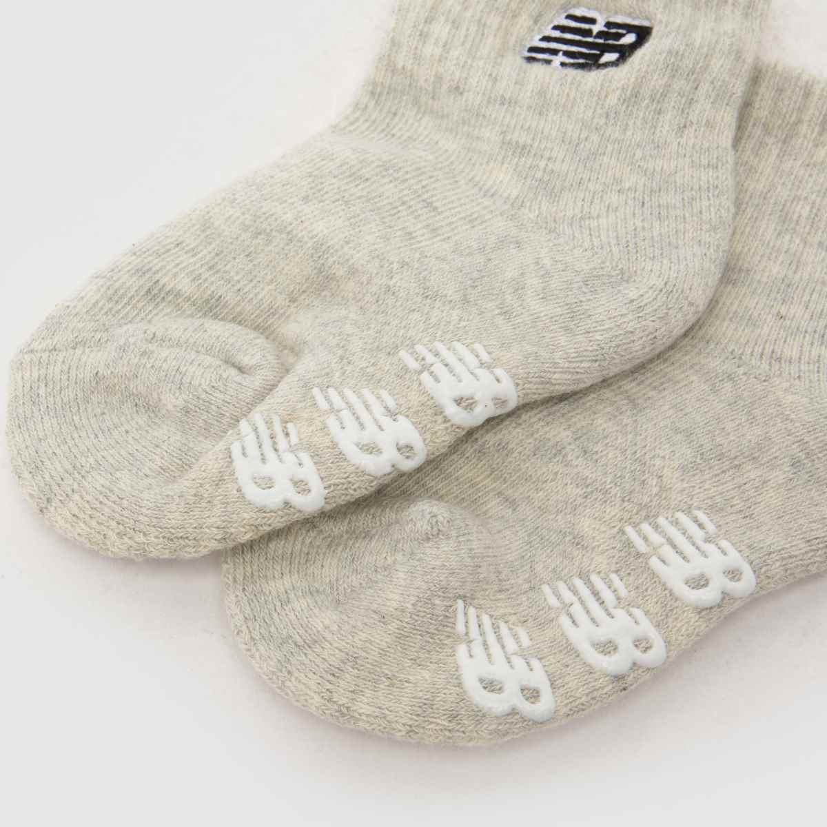 New Balance Kids Grippers Ankle Socks 3 Pk in Beige Multi New Balance Kids Grippers Ankle Socks 3 Pk 7