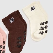 New Balance Kids Grippers Ankle Socks 3PK in Pink Multi New Balance Kids Grippers Ankle Socks 3PK,2 of 4