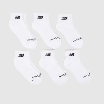 New Balance White & Black Kids Ankle Socks 6 Pack Socks