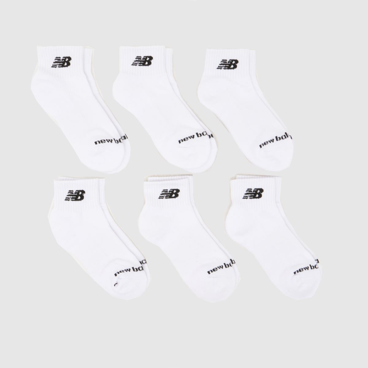 New Balance White & Black Kids Ankle Socks 6 Pack
