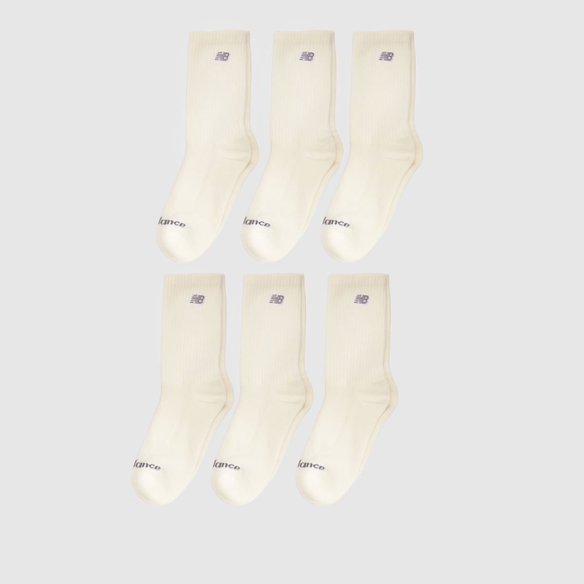 New Balance Kids Crew Socks 6Pk in Off-White New Balance Kids Crew Socks 6Pk