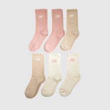 New Balance Kids Crew Socks 6PK in Beige Multi New Balance Kids Crew Socks 6PK,1 of 4