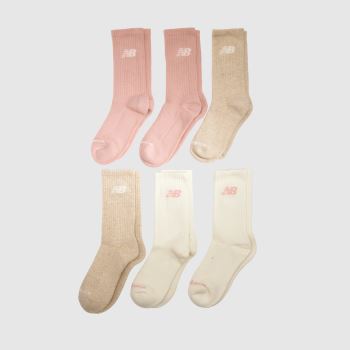 New Balance Beige Multi Kids Crew Socks 6PK Socks