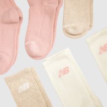 New Balance Kids Crew Socks 6PK in Beige Multi New Balance Kids Crew Socks 6PK,2 of 4