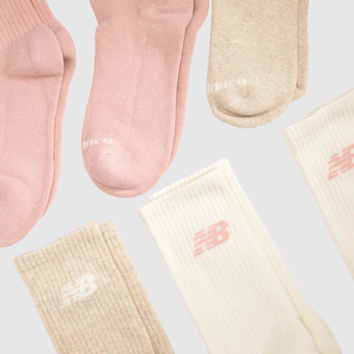 New Balance Kids Crew Socks 6PK in Beige Multi New Balance Kids Crew Socks 6PK 1