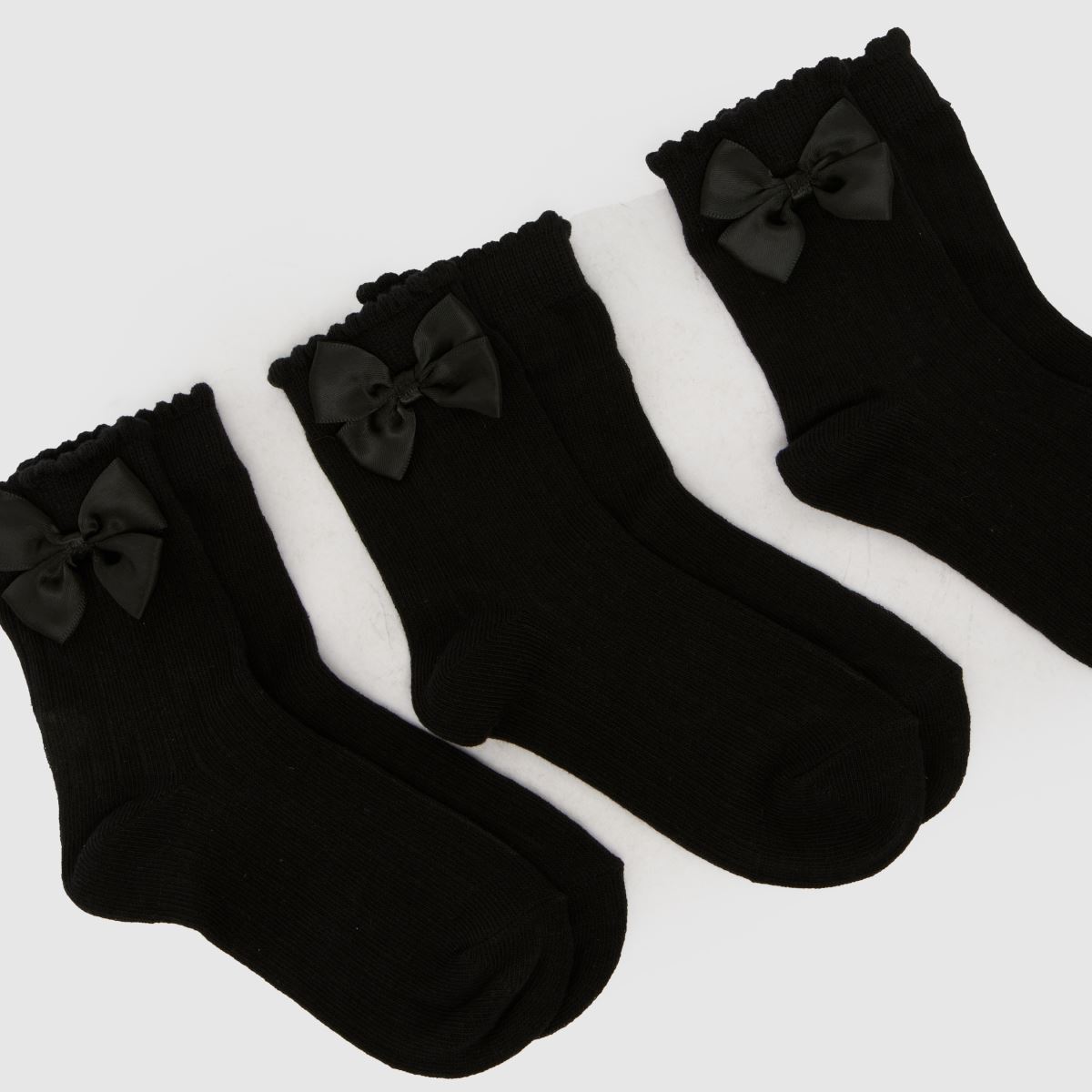 schuh Kids Bow Crew Socks 3 Pack in Black schuh schuh Kids Bow Crew Socks 3 Pack in Black 1