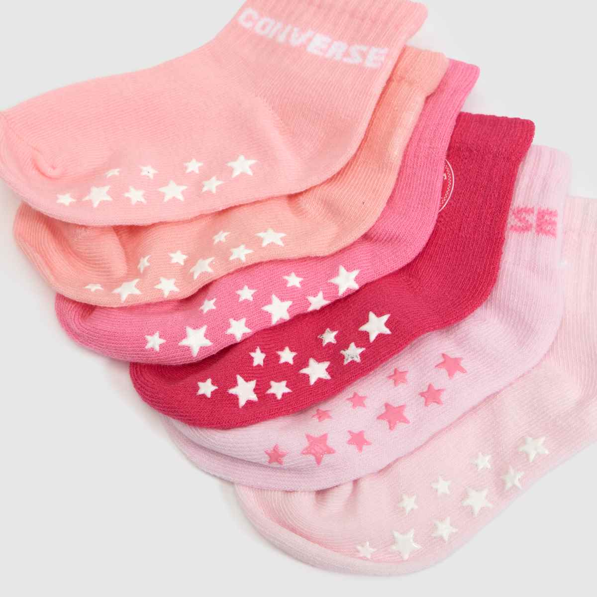 Converse Infant Grip Sock 6 Pack in Pink Multi Converse Infant Grip Sock 6 Pack 1