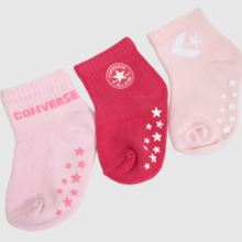 Converse Infant Grip Sock 6 Pack in Pink Multi Converse Infant Grip Sock 6 Pack,4 of 4
