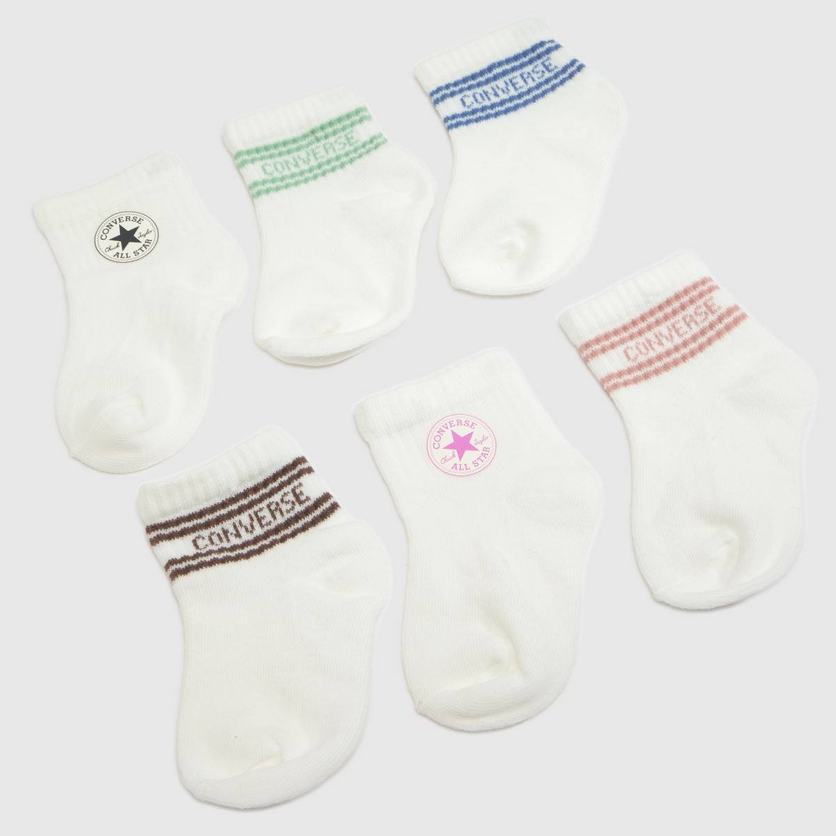 Converse Infant Socks 6 Pack in White Multi Converse Infant Socks 6 Pack 1