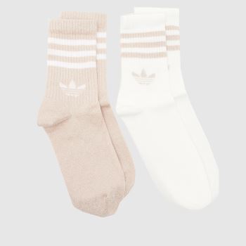 adidas Pink Multi Kids Glitter Crew Sock 2PK Socks