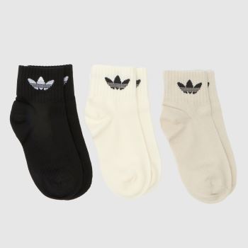 adidas Beige Multi Kids Originals Mid Socks 3 PK Socks