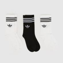adidas Kids Crew Sock 3PK in White & Black adidas Kids Crew Sock 3PK,1 of 4