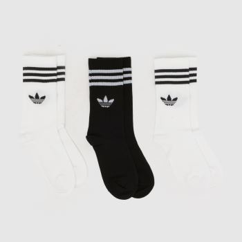 adidas White & Black Kids Crew Sock 3PK Socks
