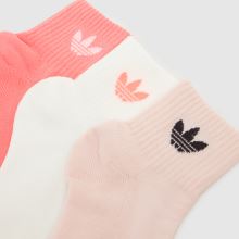 adidas Kids Org Ankle Socks 3PK in Pink Multi adidas Kids Org Ankle Socks 3PK,2 of 4