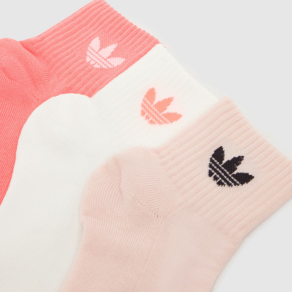 adidas Kids Org Ankle Socks 3PK in Pink Multi adidas Kids Org Ankle Socks 3PK 1