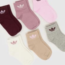 adidas Kids Ankle Sock 6PK in Pink Multi adidas Kids Ankle Sock 6PK,2 of 4