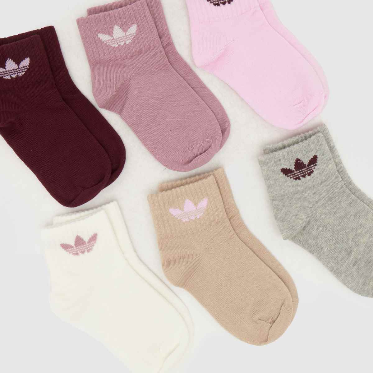 adidas Kids Ankle Sock 6PK in Pink Multi adidas Kids Ankle Sock 6PK 1