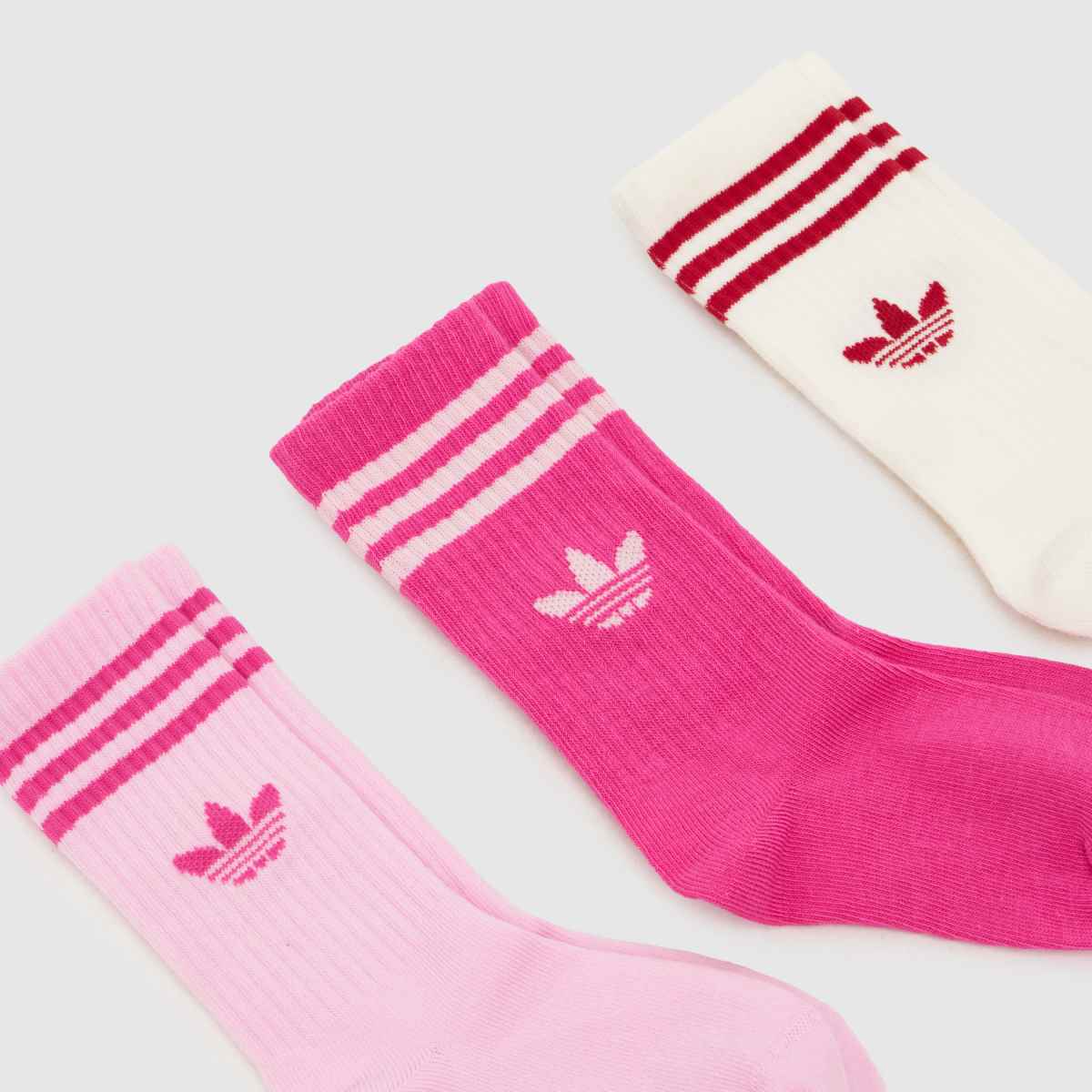 adidas Kids Crew Sock 3PK in Pink Multi adidas Kids Crew Sock 3PK 1
