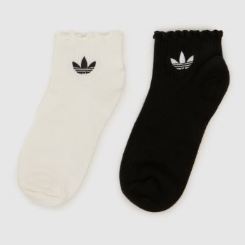 adidas White & Black Kids Ruffle Ankle Socks 2PK Socks
