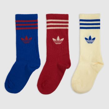 adidas Multi Kids Stripe Crew Socks 3PK Socks